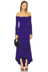 Off Shoulder Long Sleeve High Low Dress