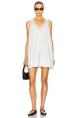 Mini Dress With Lace in Tech Poplin