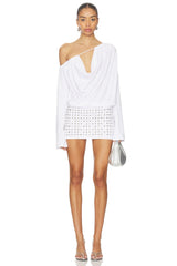 Draped Mini Dress With Stud Skirt