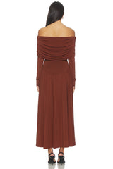 Off Shoulder Ruched Midi Dress