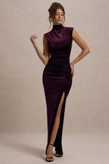 Abilene | Port Velvet High-Neck Split Maxi Dress