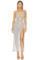 Lurex Knit Laddered Maxi Dress