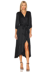 Ruffle Surplice Midi Dress