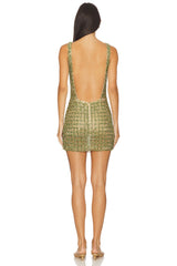 Claudia Green Crystal Mini Dress