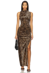 Velvet High Neck Maxi Dress