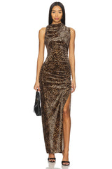 Velvet High Neck Maxi Dress