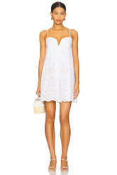 Embroidered Poplin V Wire Dress