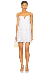 Embroidered Poplin V Wire Dress