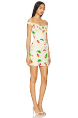 Off Shoulder Pleated Mini Dress