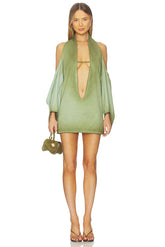 Deep Cut Cowl Polo-dress