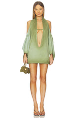 Deep Cut Cowl Polo-dress