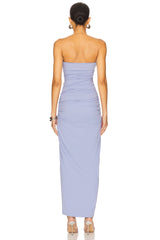 Angle Wire Strapless Gathered Dress