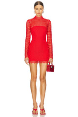 Macrame Long Sleeve Mini Dress