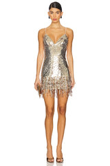 Isabetta Sequin Fringe Mini Dress