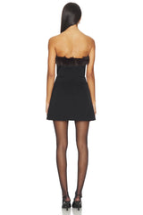 Faux Fur Trim Strapless Mini Dress