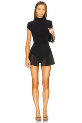 Mock Neck Cap Sleeve Flared Pickleball Dress