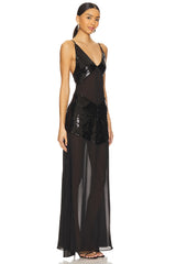 Sheer Panel Maxi Dress