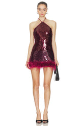 Nicola Faux Fur Hem Mini Dress