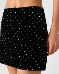 Cindi Studded Velvet Skirt Black