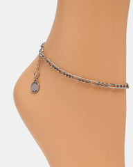 Figaro Chain Anklet Silver