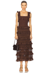 Lace Frill Midi Dress