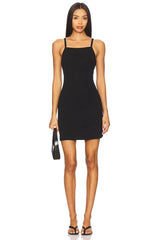 Pointelle Square Neck Mini Dress