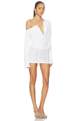 Draped Mini Dress With Stud Skirt