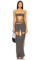 Slashed Jersey Maxi Dress