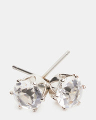 Crystal Stud Earrings Silver
