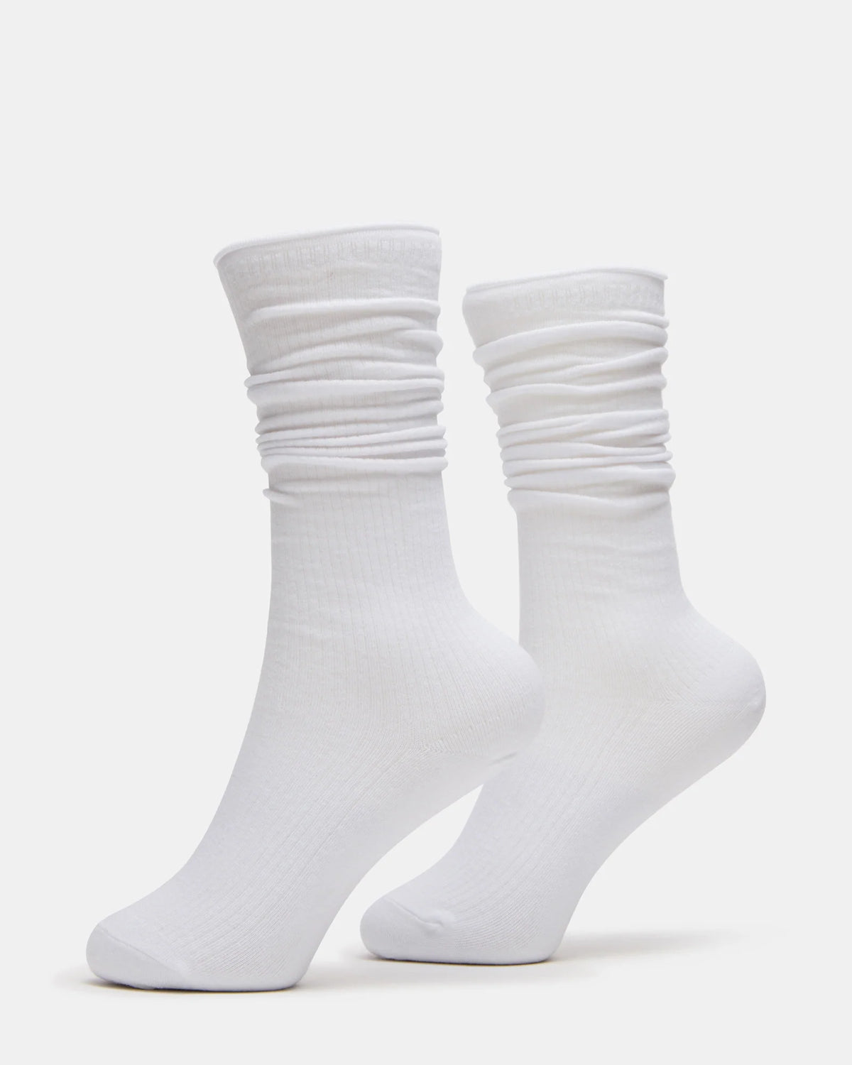 2 Pack Rib Slouch Socks White