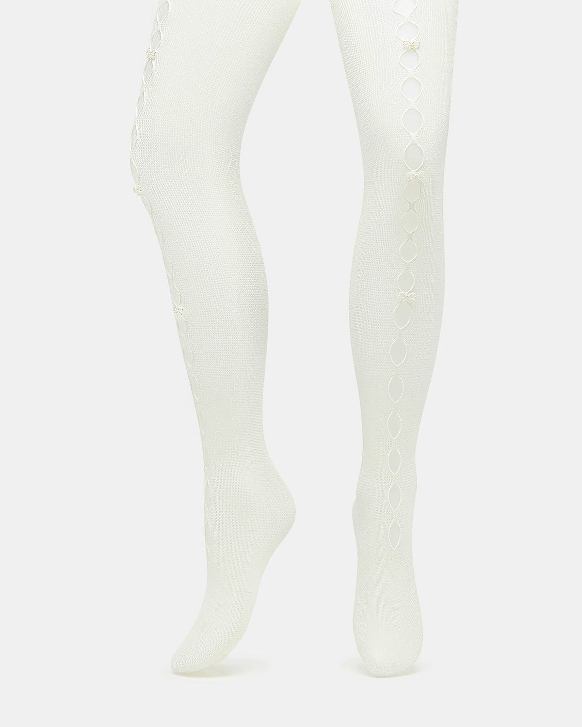 Fishnet Pearl Tights Off-White