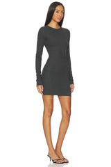 Long Sleeve Crewneck Butter Rib Mini Dress