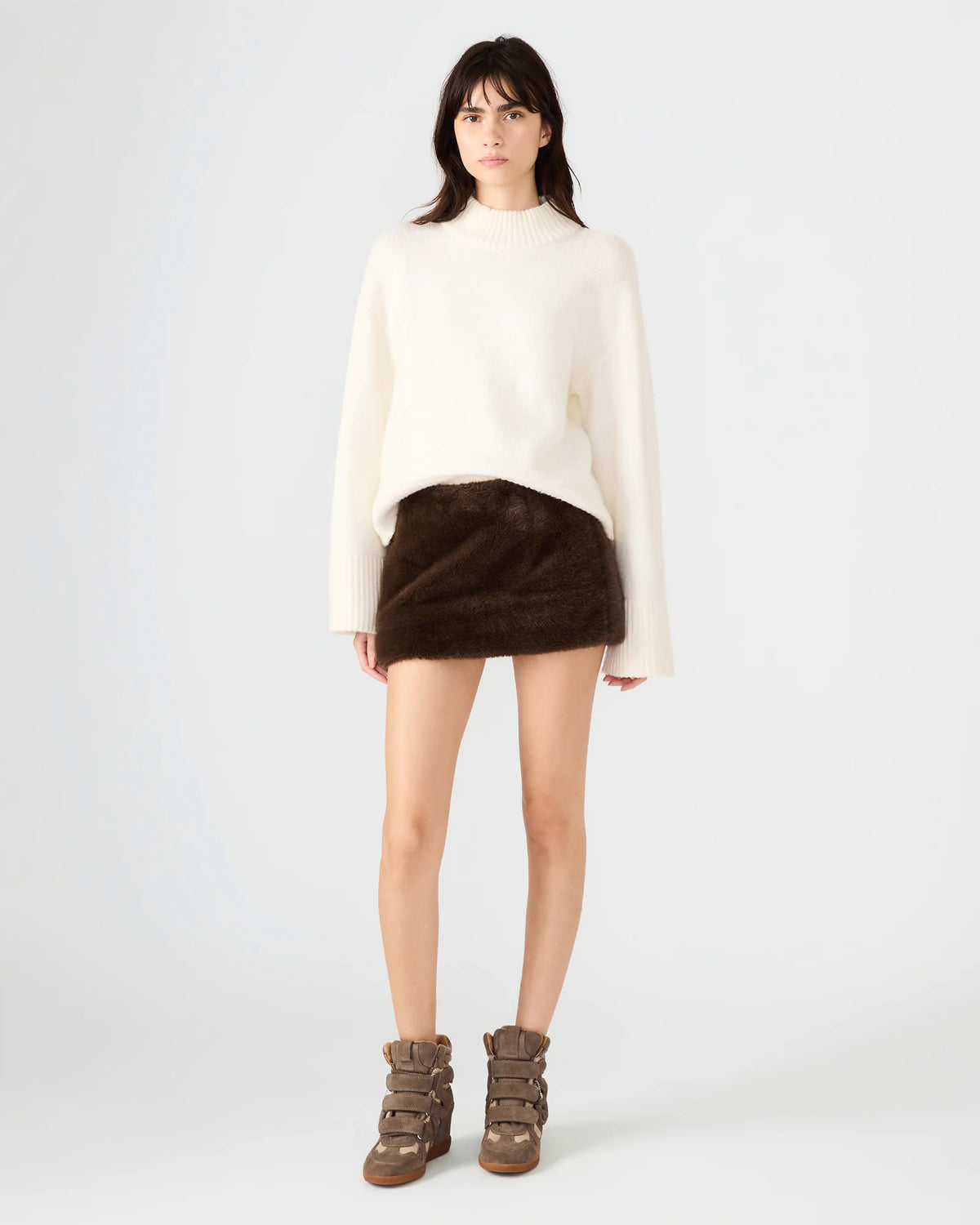 Aviva Faux Fur Skirt Dark Espresso