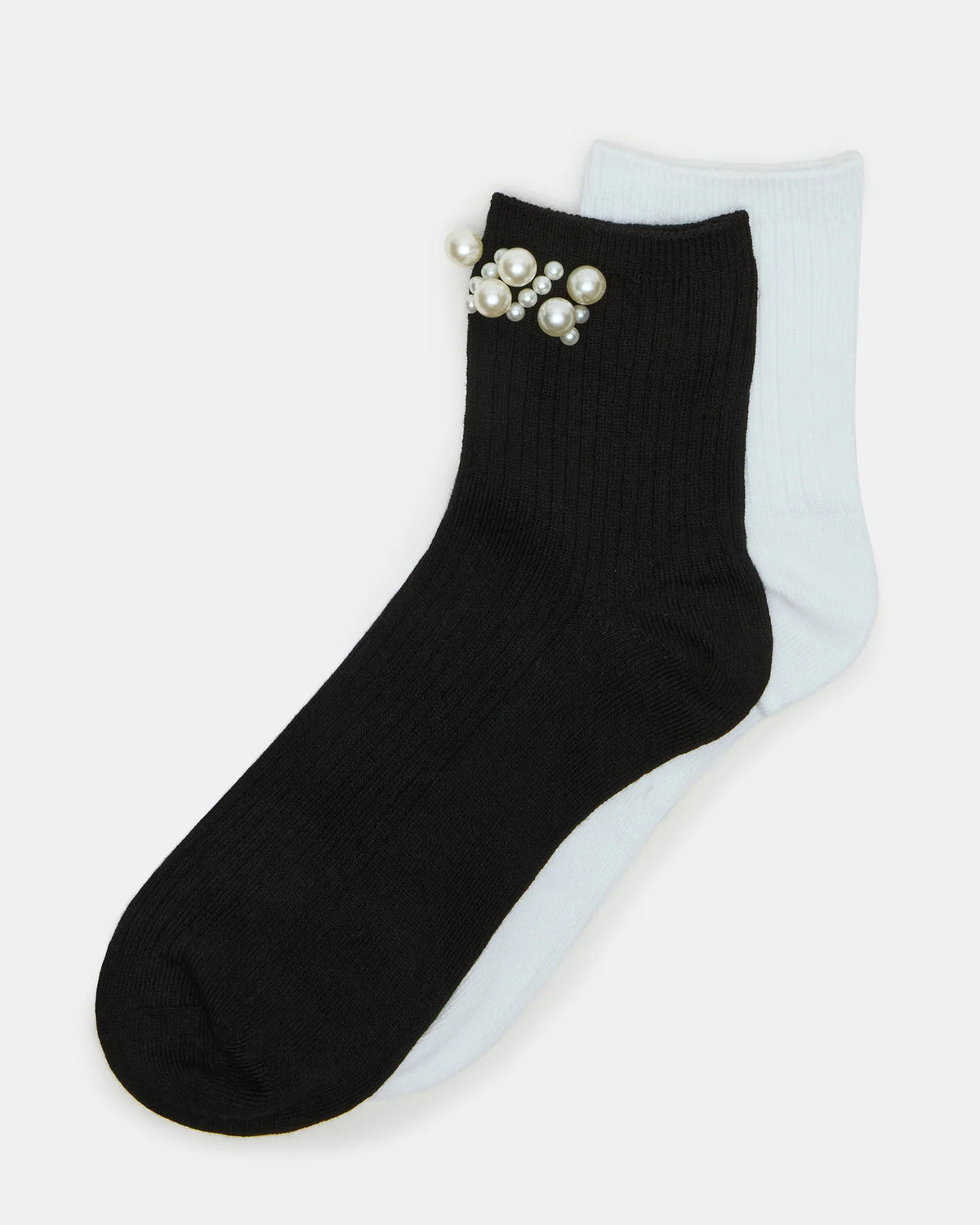 2 Pack Pearl Anklet Socks Black Multi
