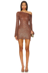 Maya Sleeve Mini Dress - Chocolate Sequin