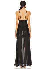 Sheer Panel Maxi Dress