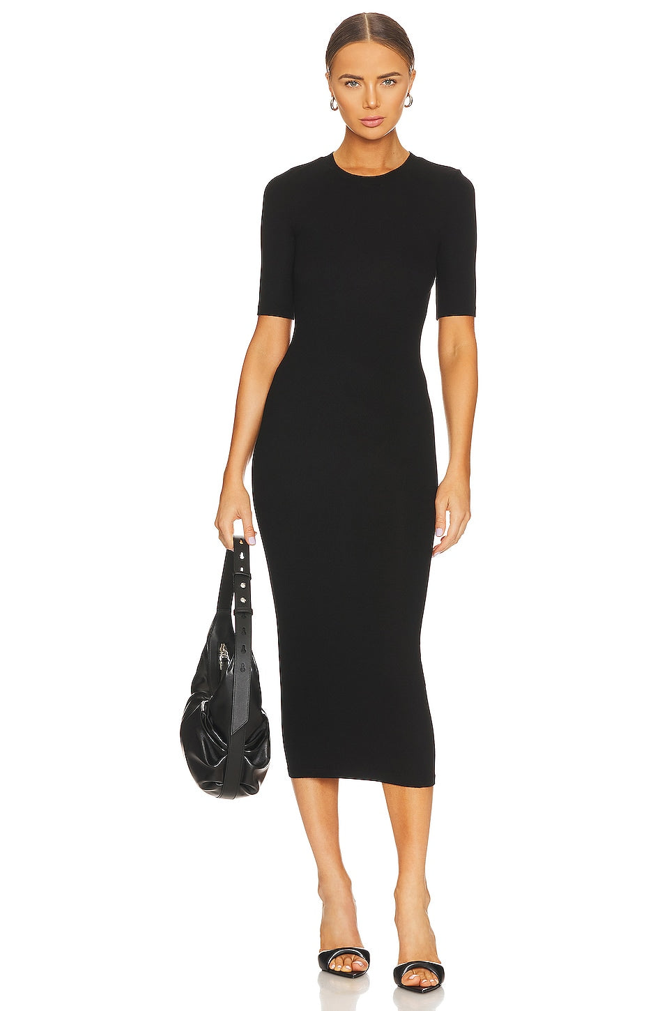 Half Sleeve Crew Midi Dress