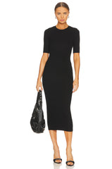 Half Sleeve Crew Midi Dress