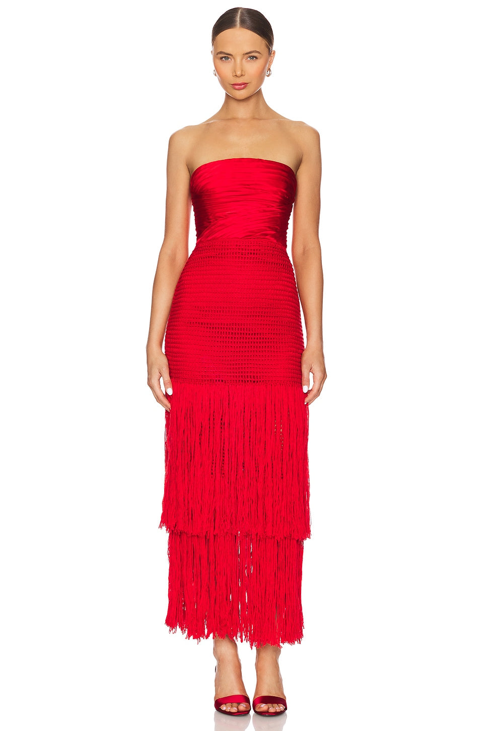 Draped Bustier Dress With Crochet