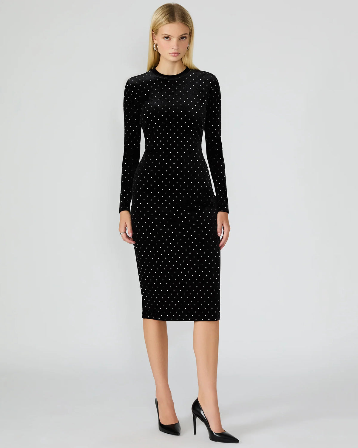 Hailee Studded Velvet Dress Black