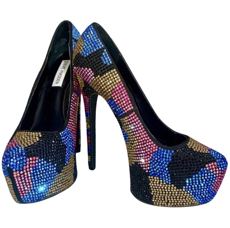 Dyvinal Multi-Colored Rhinestone Platform Heels - Sm Rebooted
