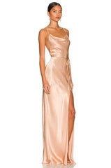 La Lune Bias Cowl Maxi Dress