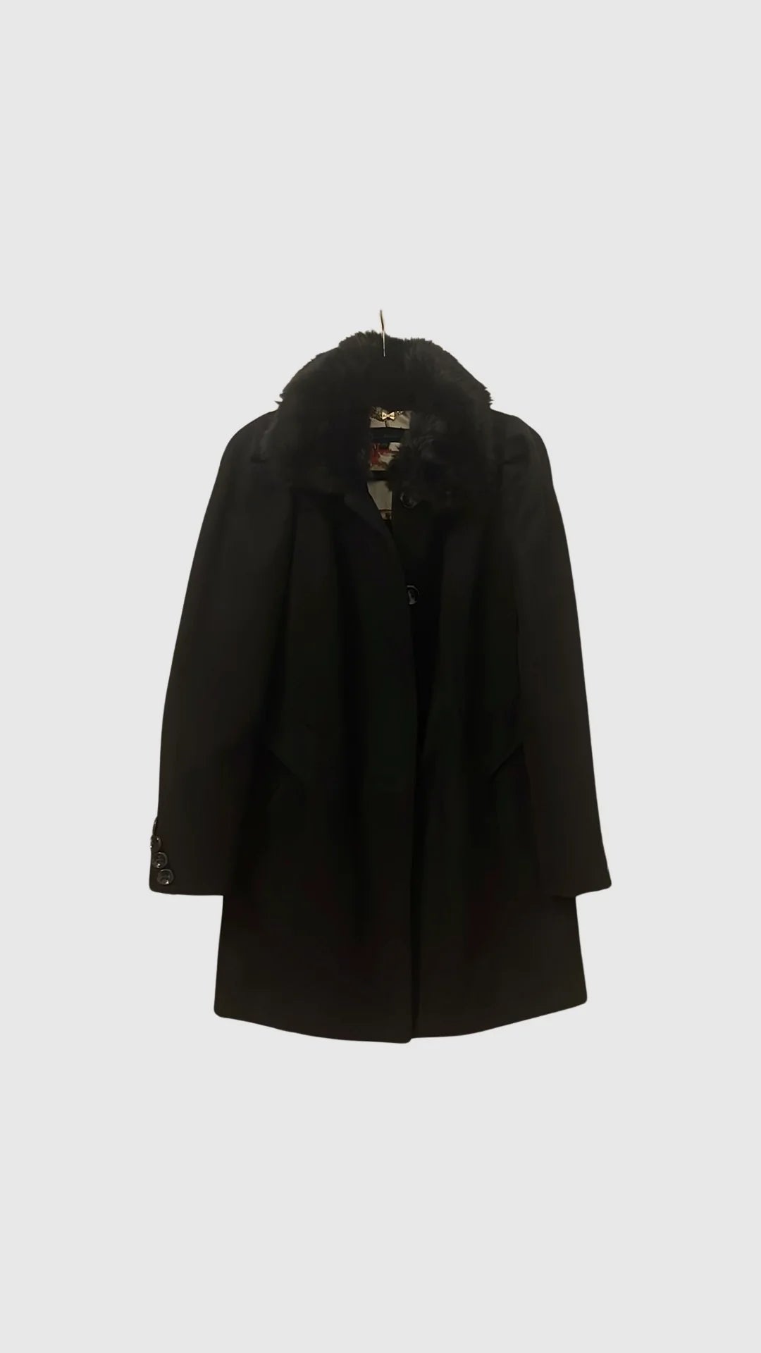 Black Coat With Removable Faux Fur Collar - Sm Rebooted