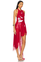 Bursting Flower Wetlook Dress