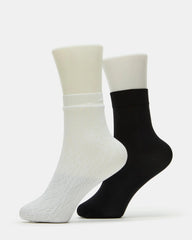 2 Pack Lace Anklet Socks White
