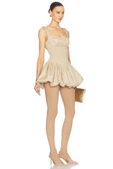 Rib Mix Puffy Mini Dress