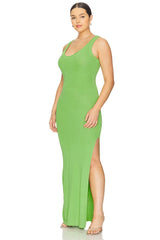 Stretch Rib Knit Maxi Dress