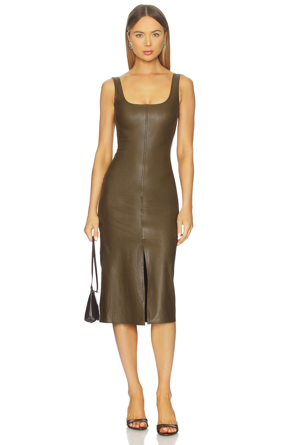 Faux Leather Midi Tank Dress