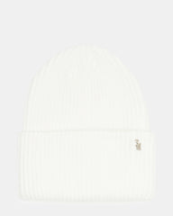 Double Layer Ribbed Knit Beanie Ivory