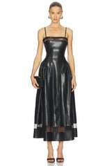 Lace Panel Corset Midi Dress